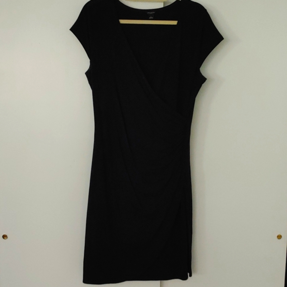 Ann Taylor Size L Faux Wrap Black Dress